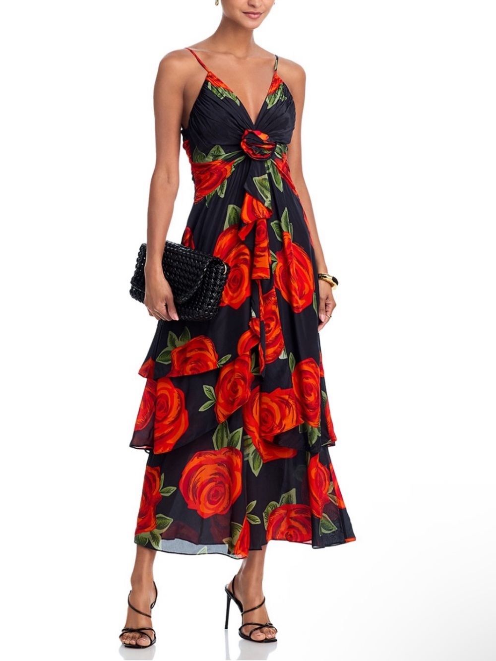 FARM Rio Latin Roses Black Flower Dress